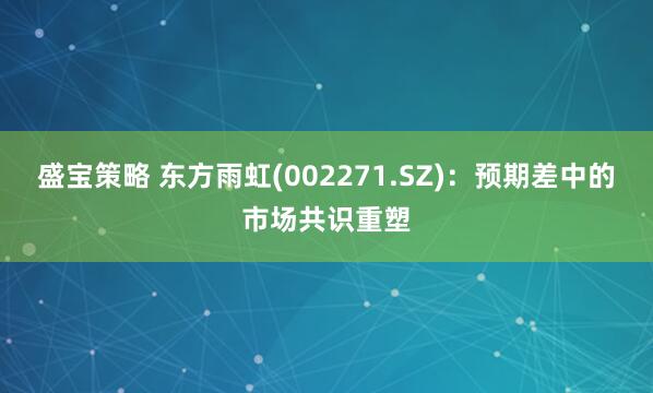 盛宝策略 东方雨虹(002271.SZ)：预期差中的市场共识重塑