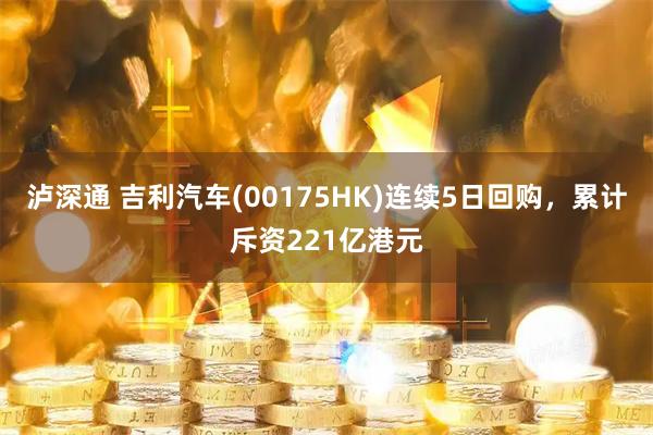 泸深通 吉利汽车(00175HK)连续5日回购，累计斥资221亿港元